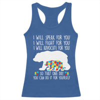 Autism Mama Bear Racerback Tank Top I Will Speak Fight Advocate For You
