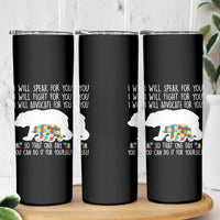 Autism Mama Bear Skinny Tumbler I Will Speak Fight Advocate For You