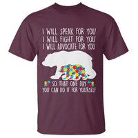 Autism Mama Bear T Shirt I Will Speak Fight Advocate For You