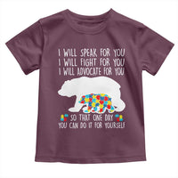 Autism Mama Bear Toddler T Shirt I Will Speak Fight Advocate For You