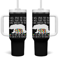 Autism Mama Bear Tumbler With Handle I Will Speak Fight Advocate For You