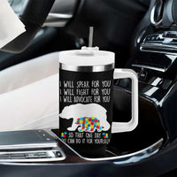 Autism Mama Bear Tumbler With Handle I Will Speak Fight Advocate For You