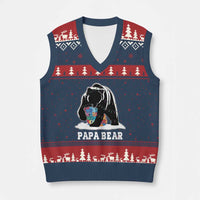 Autism Papa Bear V-Neck Knit Sweater Vest Support Autistic Matching Family Dad - Wonder Print Shop
