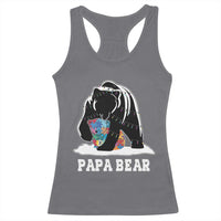 Autism Papa Bear Racerback Tank Top Support Autistic Matching Family Dad