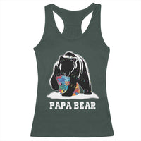Autism Papa Bear Racerback Tank Top Support Autistic Matching Family Dad