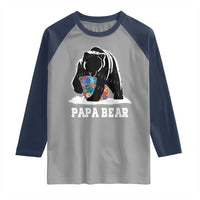 Autism Papa Bear Raglan Shirt Support Autistic Matching Family Dad