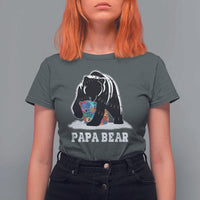 Autism Papa Bear T Shirt For Women Support Autistic Matching Family Dad