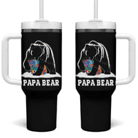 Autism Papa Bear Tumbler With Handle Support Autistic Matching Family Dad