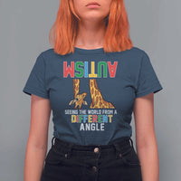 Giraffe Autism Awareness T Shirt For Women Seeing World Different Angle