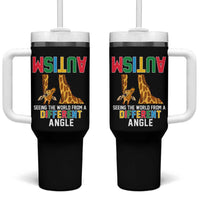 Giraffe Autism Awareness Tumbler With Handle Seeing World Different Angle