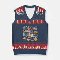 Autism Acceptance V-Neck Knit Sweater Vest Choose To Include Inclusion Matters - Wonder Print Shop