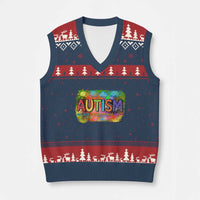 Autism Acceptance V-Neck Knit Sweater Vest Accept Understand Love Autistic Support - Wonder Print Shop