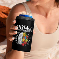 Embrace Neurodiversity 4 in 1 Can Cooler Tumbler Autism Awareness ASD ADHD Acceptance