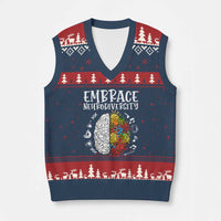 Embrace Neurodiversity V-Neck Knit Sweater Vest Autism Awareness ASD ADHD Acceptance - Wonder Print Shop