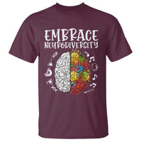 Embrace Neurodiversity T Shirt Autism Awareness ASD ADHD Acceptance