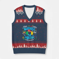 Autism Awareness Support Squad V-Neck Knit Sweater Vest In April We Wear Blue - Wonder Print Shop