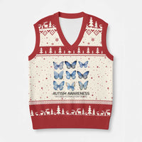 Autism Awareness Blue Butterflies V-Neck Knit Sweater Vest Accept Love Understand - Wonder Print Shop