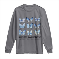 Autism Awareness Blue Butterflies Long Sleeve Shirt Accept Love Understand