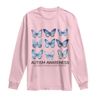 Autism Awareness Blue Butterflies Long Sleeve Shirt Accept Love Understand