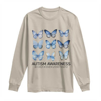 Autism Awareness Blue Butterflies Long Sleeve Shirt Accept Love Understand
