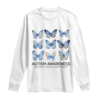 Autism Awareness Blue Butterflies Long Sleeve Shirt Accept Love Understand