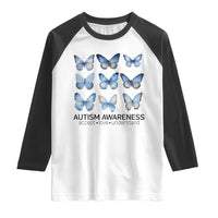 Autism Awareness Blue Butterflies Raglan Shirt Accept Love Understand