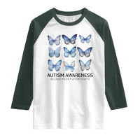 Autism Awareness Blue Butterflies Raglan Shirt Accept Love Understand