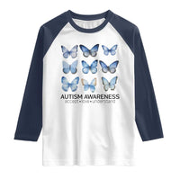 Autism Awareness Blue Butterflies Raglan Shirt Accept Love Understand