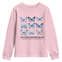 Autism Awareness Blue Butterflies Youth Sweatshirt Accept Love Understand