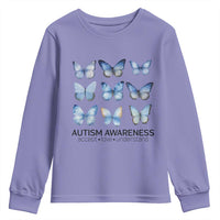 Autism Awareness Blue Butterflies Youth Sweatshirt Accept Love Understand