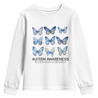 Autism Awareness Blue Butterflies Youth Sweatshirt Accept Love Understand