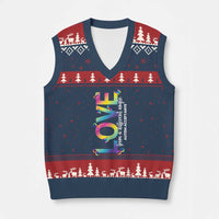 Autism Acceptance V-Neck Knit Sweater Vest Love From a Different Angle Rainbow Infinity - Wonder Print Shop