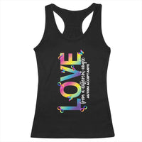 Autism Acceptance Racerback Tank Top Love From a Different Angle Rainbow Infinity