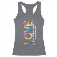 Autism Acceptance Racerback Tank Top Love From a Different Angle Rainbow Infinity