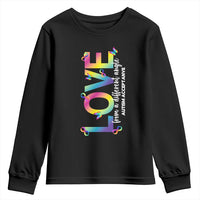 Autism Acceptance Youth Sweatshirt Love From a Different Angle Rainbow Infinity
