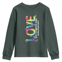 Autism Acceptance Youth Sweatshirt Love From a Different Angle Rainbow Infinity