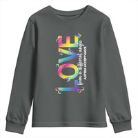 Autism Acceptance Youth Sweatshirt Love From a Different Angle Rainbow Infinity