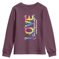 Autism Acceptance Youth Sweatshirt Love From a Different Angle Rainbow Infinity