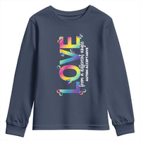 Autism Acceptance Youth Sweatshirt Love From a Different Angle Rainbow Infinity