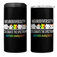 Cute Cats Autism Embrace 4 in 1 Can Cooler Tumbler Neurodiversity Celebrate The Spectrum