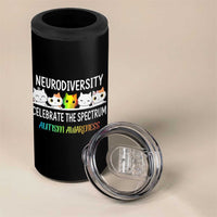 Cute Cats Autism Embrace 4 in 1 Can Cooler Tumbler Neurodiversity Celebrate The Spectrum