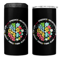 Embrace Neurodiversity 4 in 1 Can Cooler Tumbler Neurodiverse Brain Autism Awareness ADHD Autistic