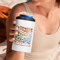 Neurodiversity Boho Floral 4 in 1 Can Cooler Tumbler Celebrate Minds of All Kinds Autism ADHD ASD