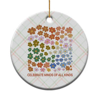 Neurodiversity Boho Floral Ceramic Ornament Celebrate Minds of All Kinds Autism ADHD ASD - Wonder Print Shop