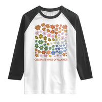 Neurodiversity Boho Floral Raglan Shirt Celebrate Minds of All Kinds Autism ADHD ASD