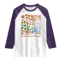 Neurodiversity Boho Floral Raglan Shirt Celebrate Minds of All Kinds Autism ADHD ASD