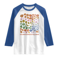 Neurodiversity Boho Floral Raglan Shirt Celebrate Minds of All Kinds Autism ADHD ASD