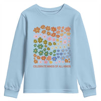 Neurodiversity Boho Floral Youth Sweatshirt Celebrate Minds of All Kinds Autism ADHD ASD