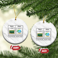 Funny Teacher Summer Break Ceramic Ornament First Teach Then Beach Vacation Mode - Wonder Print Shop