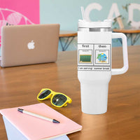 Funny Teacher Summer Break Tumbler With Handle First Teach Then Beach Vacation Mode